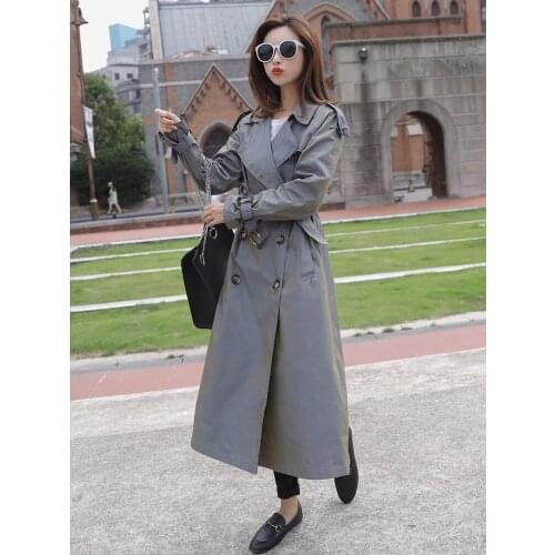 Fad British Style Victorian Trench Coat Waterproof Chameleon Cotton Long Femme Double-Breasted Lady Duster Coat Blue Pink
