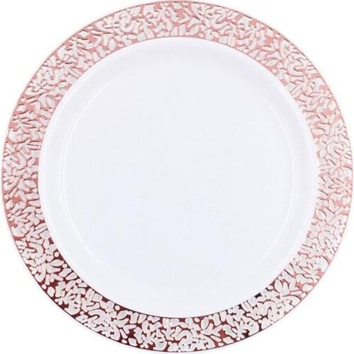 Gold Disposable Plastic Plates -Party Plastic Plates,Fancy Salad Plates And Appetizer Plates For All Occasions
