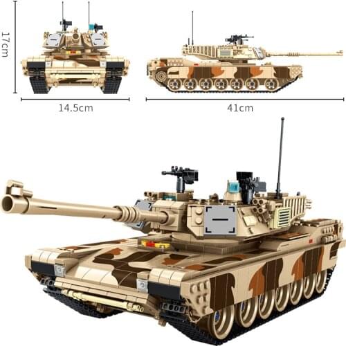1630pcs Military Series M1A2 The Abrams Main Battle Tank Building Blocks US Army Soldier Bricks Children Kids Toys Gifts