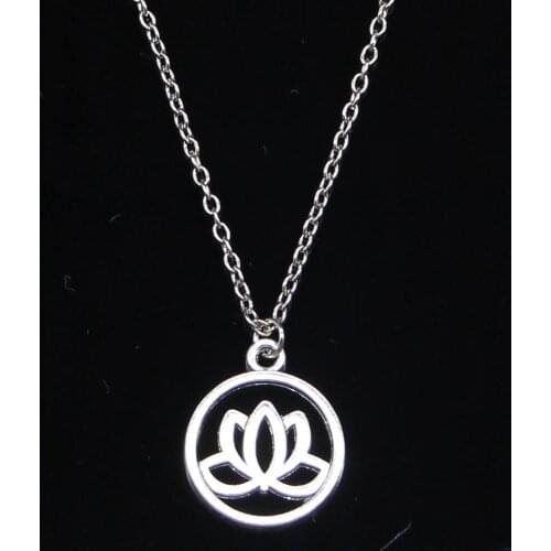 20pcs New Fashion Necklace 20mm lotus flower Pendants Short Long Women Men Colar Gift Jewelry Choker