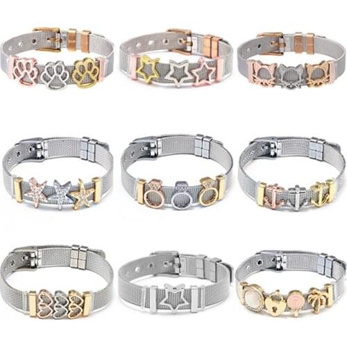 2020 Stainless Steel Mesh Bracelets Adjustable Keeper Charms Bracelet Bangle Diy Jewelry Woman Men Gifts Wholesale