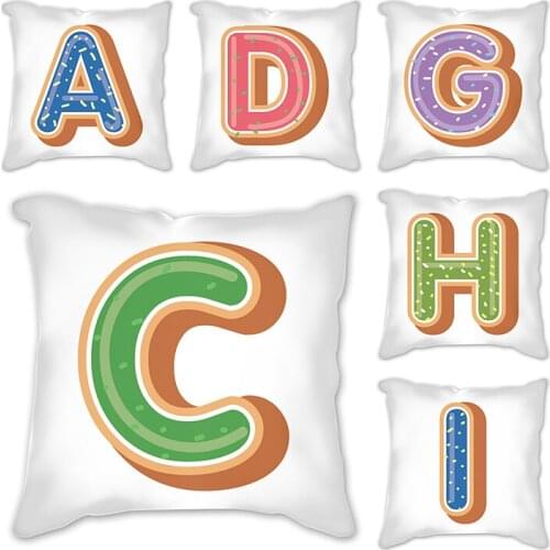 26 English letters Cushion Cover Polyester 45*45cm Pillowcase Cojines Decorative Para Sofa Home Bedroom Pillow Cover cojine