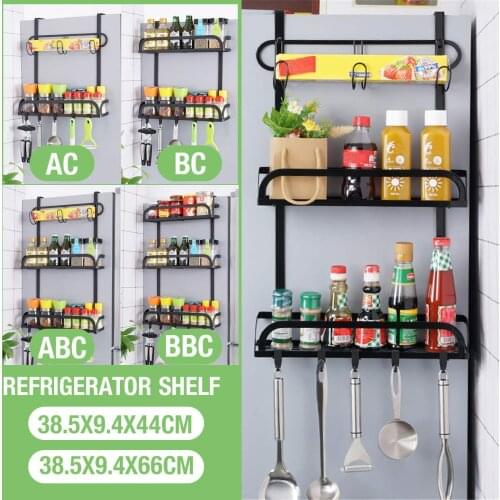 3-Tier Thick stainless steel Refrigerator Side Storage Organizer Rack Fridge Spice Rack Multi Use Refrigerator Side Shelf