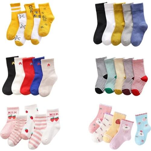 5 pairs/pack 100% Cotton Kids Socks Lot Unisex Baby Socks for Girls&boys Children Soft Winter Cute Cartoon Socks Set