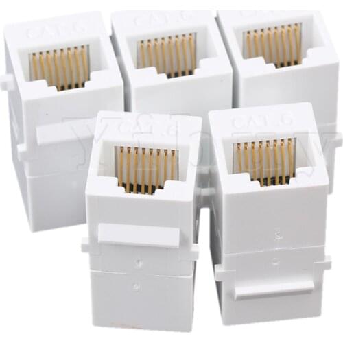 5 x Cat6 RJ45 Ethernet Inline Jack Coupler White Keystone Latch Female to Female