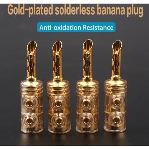 8pcs pure copper gold-plated banana plug power amplifier speaker cable connector Audio cable plug