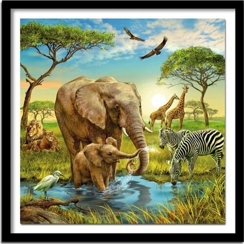 Diamond Cross Stitch Animals Wall Decor Full Round Diamond Painting Embroidery Handmade Craft Gift Needlework