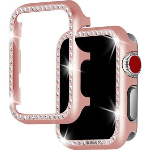 Diamond hard case For Apple watch SE cover 40mm 44mm series 6/5/4/3/2/1 Aluminum alloy Frame For iwatch 42mm 38mm