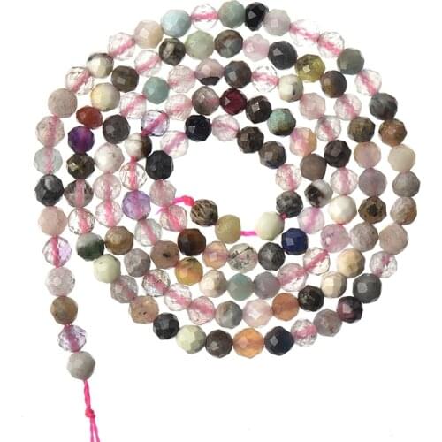 Natural Stone Faceted Small Beads Tourmaline Olivine Bead 2 3mm Loose Beads for Jewelry Making DIY Necklace Bracelet Accessories
