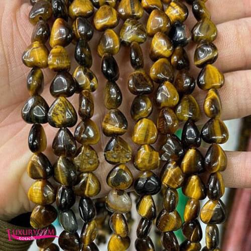 Natural Yellow Tiger Eye Stone Loose Beads High Quality 10mm Smooth Heart Shape DIY Gem Jewelry Accessories 38Pcs a3591
