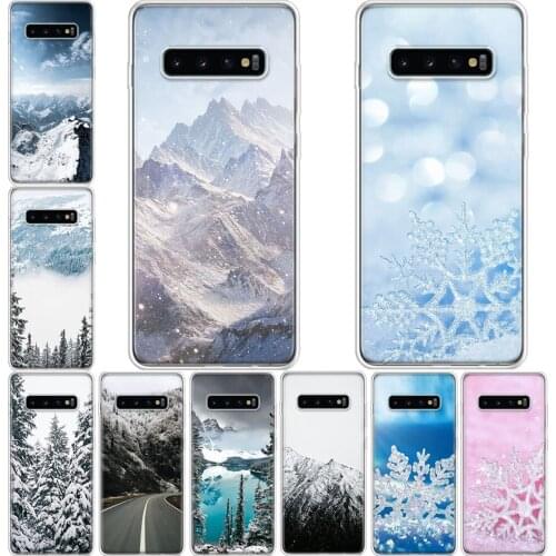 White Mountain Pine Tree Forest Mountain Peak Mist Phone Case For Samsung Galaxy Note 20 10 9 8 S8 S9 S10 S10E S20 S21 Ultra J4
