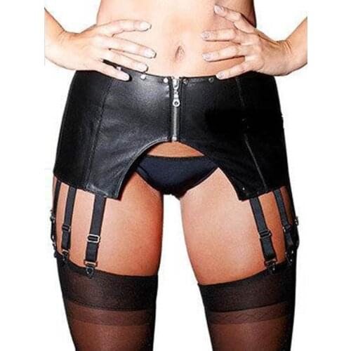 Black Faux Leather Sexy Garter Belt Leather Garters Suspenders for Women Garter Goth Wedding Stocking Belt Vinyl Sexy Underwear