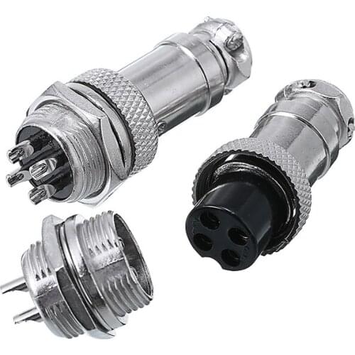 5 Pair Metal Male Aviation Socket + Female Aviation Plug Electrical GX16 4 Pin Aviation Panel Connector Parts