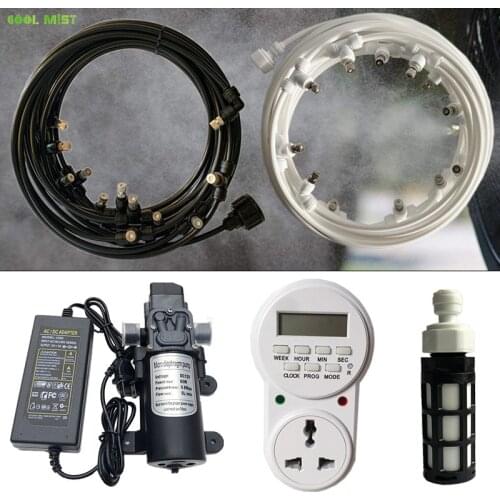 Electric sprayer 12V water mist pump kits 8M-18M with timer 6mm slip lock nozzles mister garden sprinkler irrigation system S352