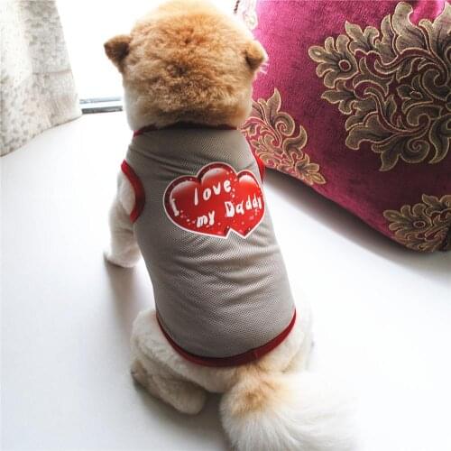 Hot Selling Summer Dog Vest Shirt Clothes Coat Pet Cat Puppy Polyester Vests I LOVE MY DADDY MOMMY Clothing For Dogs Costumes