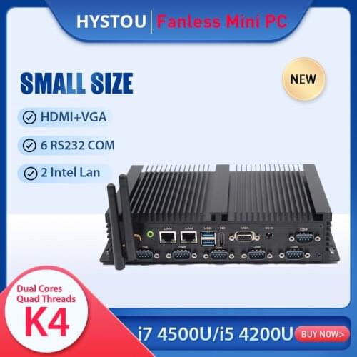 High Performance ITX Industrial Mini PC Intel Core i7 4500U i5 4200U HDMI VGA 6 RS232 485 COM Linux Windows 10 Desktop Computer
