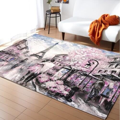 Modern Style Carpet Area Rugs Flannel Memory Foam Paris Tower Bedroom Floor Carpet Kids Rugs and Carpets for Living Room