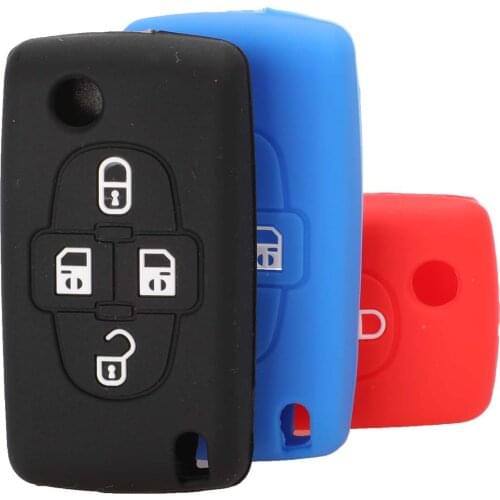 Kutery Silicone Rubber Car Key Case For Citroen C8 For Peugeot 1007 Remote Car Key Shell Case Cover Protecor 4Buttons
