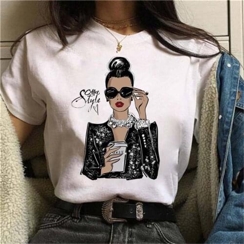 Hot sales printed womens t-shirt fashion graphic printed harajuku style Korean short sleeve womens clothes