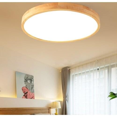 Japanese-style Minimalist Wooden LED Ceiling Lamp Multi-power Eye Protection Lamp for Master Bedroom Living Room Study Tea Bar