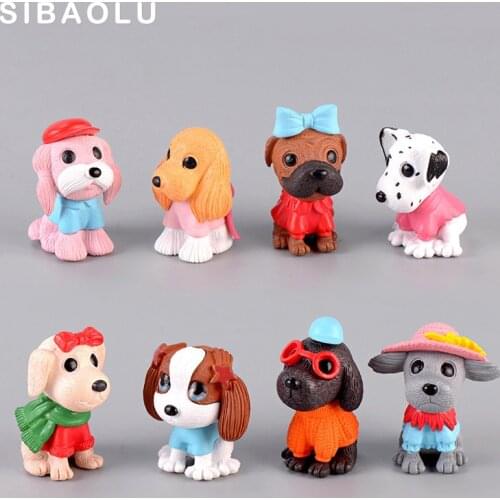 Fashion Puppy Model Small Dog Miniature figurine cartoon animal wedding decoration doll fairy garden statue Home Gift garden
