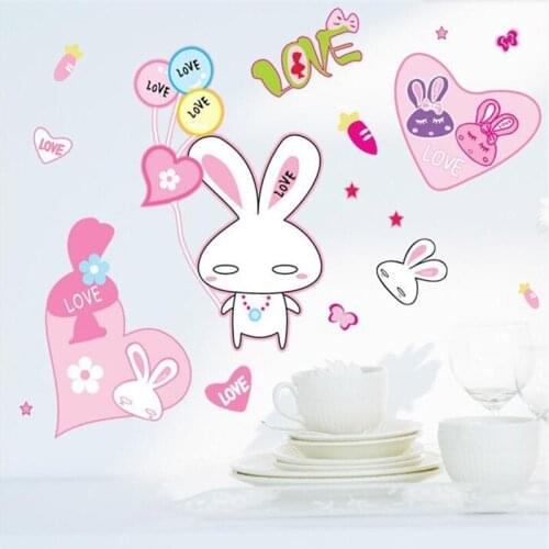 Cartoon Love Rabbit DIY Wall Sticker Refrigerator Cabinet Decoration Decal Computer Sticker kids room decoration PVC