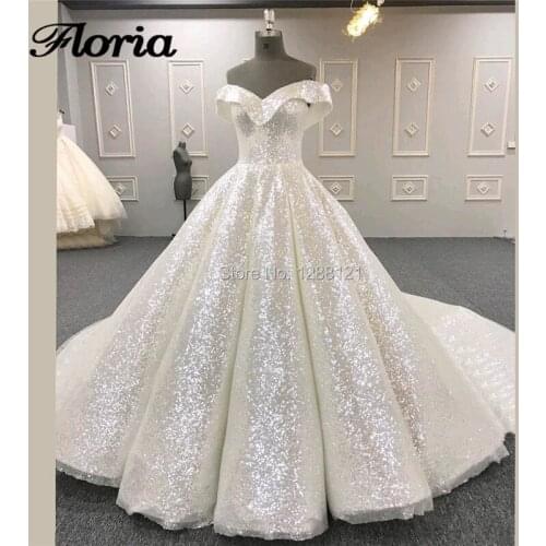 Muslim Formal Wedding Dresses 2019 Vestido De Noiva Turkish Arabic Bling Unique Sequins Bridal Gowns Kaftan Glitter Party Gowns