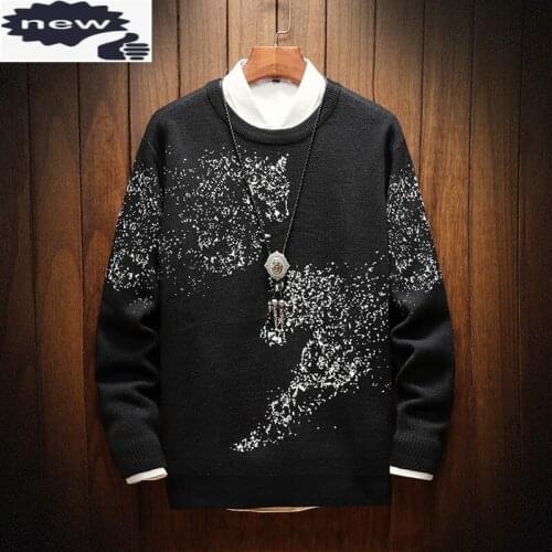Sweater Men Streetwear Retro Pattern Hip Hop Autumn New Pullover O-neck Plus Size Casual Mens Sweaters Loose Knitwear Top 6XL