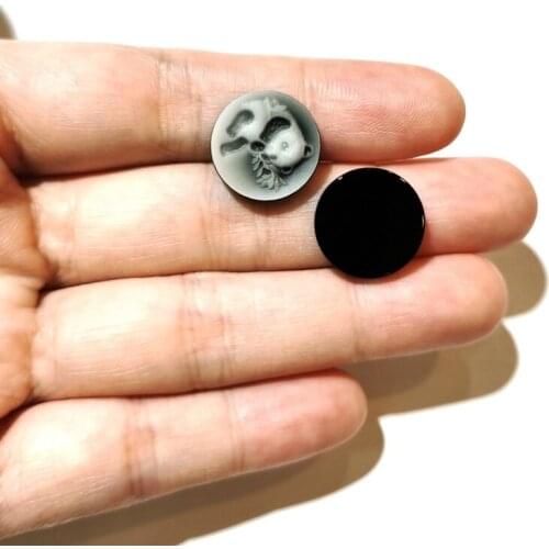 Genuine Agates Cabochons Cameo Round Flatback Cute panda Cameo Natural Charms For Women Necklace DIY Jewellry Making 15mm
