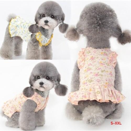 Dog Clothes Floral Skirt Small Dogs Cotton Cute Dress Summer Pets Cat Clothes Puppy Dog Clothes Pet Cat Vest Shirt Clothing New