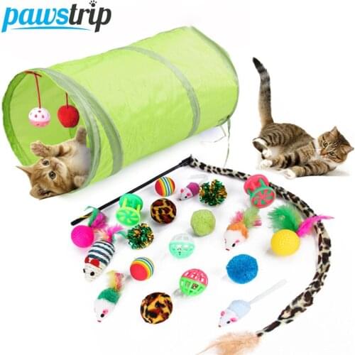 Pawstrip 11kinds Pet Cat Toys Feather Mouse Ball Sisal Cat Toy Interactive Funny Playing Cat Tunnel Kitten Stick Toys For Cats