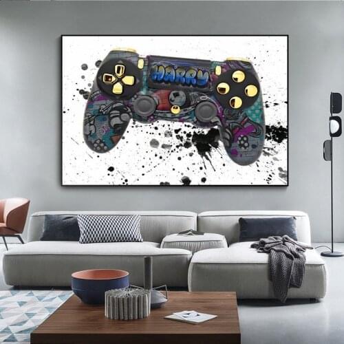 Modern Abstract Graffiti Art Gamepad Posters and Prints Canvas Painting Wall Art Pictures for Living Room Home Decoration
