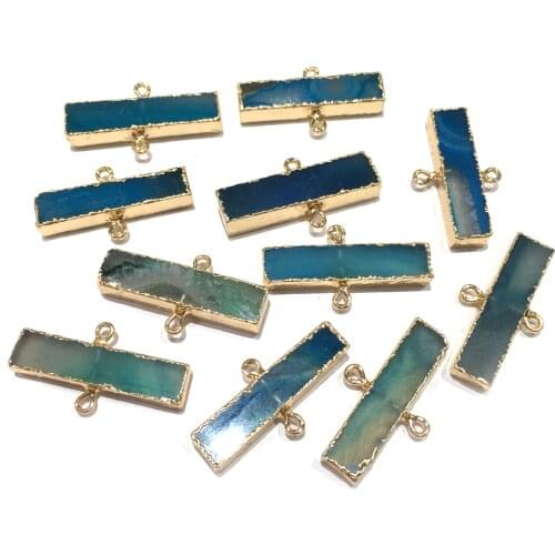 Natural Agates Pendants Charms Connector Pendant for Jewelry Making DIY Accessories Fit Necklaces Size 18x37mm