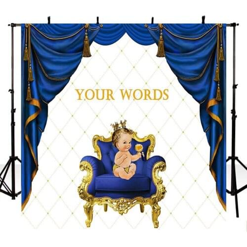 Custom DIV Royal blue curtains white birthday photo backdrop Vinyl cloth High Computer printed Painted newborn baby Background