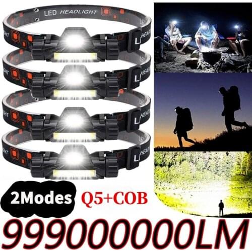 Portable Mini COB LED Rechargeable Headlamp Super Bright 2 Light Modes Waterproof Outdoors Camping Flashlight
