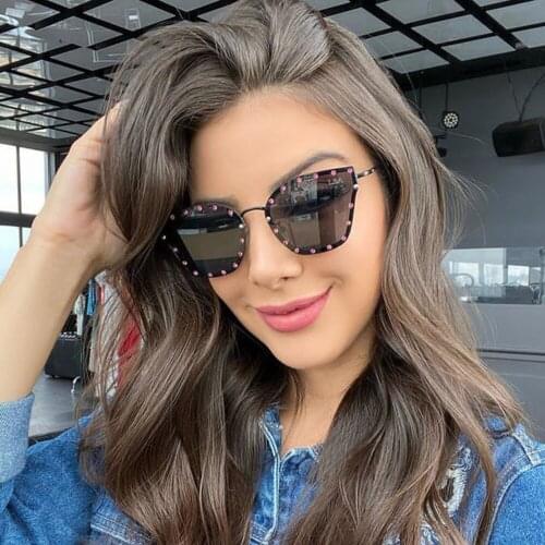 QPeClou 2020 Diamond Cat Eye Sunglasses Women Luxury Metal Cateye Sun Glasses Woman Fashion Gafas Oculos De Sol Feminino UV400