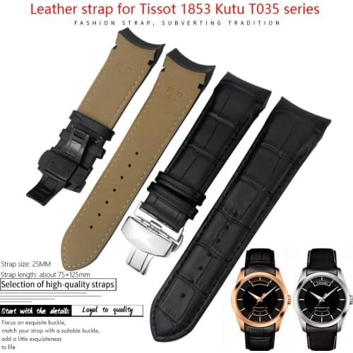 22mm 23mm 24mm Genuine Leather Watch Strap Cowhide Butterfly Clasp Watch Band for Tissot T035 Replacement for Men Bracelet