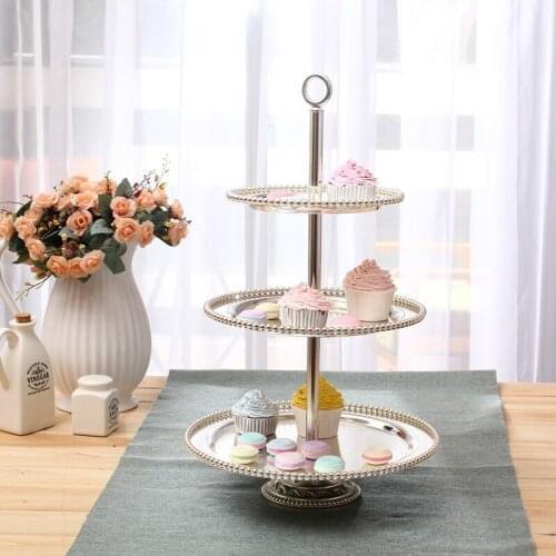 Luxury 2/3 plates square silver metal cake stand cake decorating tool silver cake rack for wedding decoration tray SNTP005