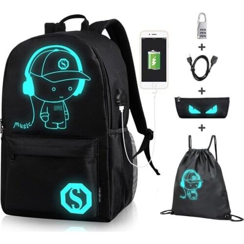 2020 Fashion Backpacks Student Luminous Animation School Bags For Boy Girl Teenager USB Charge Computer Anti-Theft Laptop