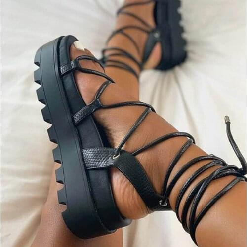 Woman Sandals Gladiator Ladies Ankle Wrap Wedges Women Platform Shoes Female Fashion Lace Up Shoes Womens Footwear Plus Size 43