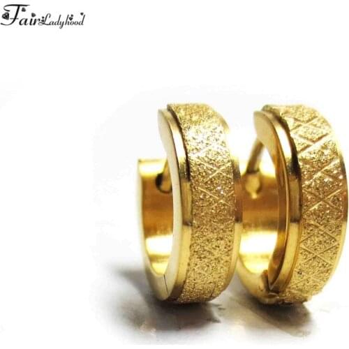 FairLadyHood Gold color Men Earrings for women ear cuff Punk Stainless Steel Earrings Unisex pendientes brincos jewelry party