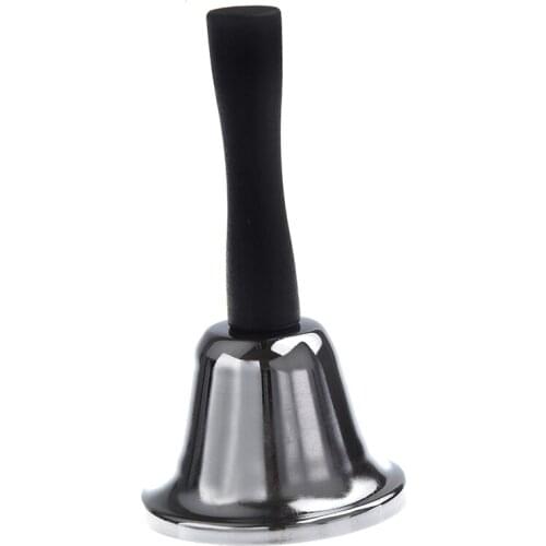 Black Wooden Handle School Silver Tone Handbell