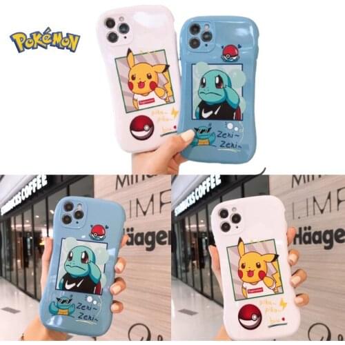 Pokemon Pikachu Squirtle Small Waist Cartoon Silicone Phone Case for Iphone 12 Pro XR 11 Pro Max 7 8 Plus Drop Protection Case