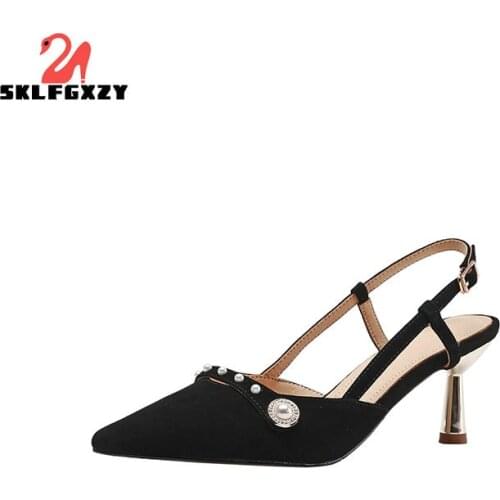 SKLFGXZY 2021 New Arrive Genuine Leather Women Sandals High Heels Sheepskin Cusp Sandals Wedding Party Shoes Pumps