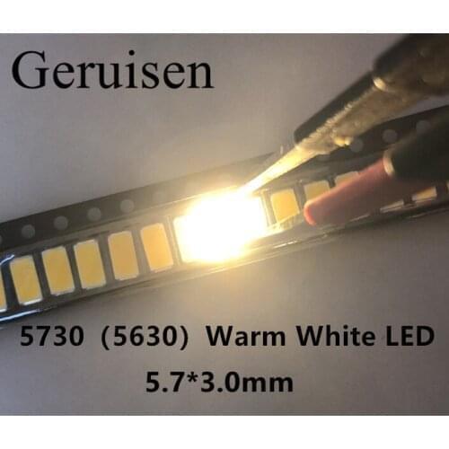 5630/5730 SMD LED 50-55 LM Lamp 0.5w light-emitting Diode Chip Warm white for LED CCT:2800-3000K Still 3V 100PCS