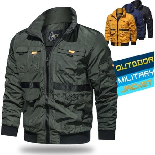 Windbreaker Jacket Men 2021 Embroidery Letter Bomber Military Jackets Mens Casual Army Flight Coat Autumn Fashion Zipper Jacket