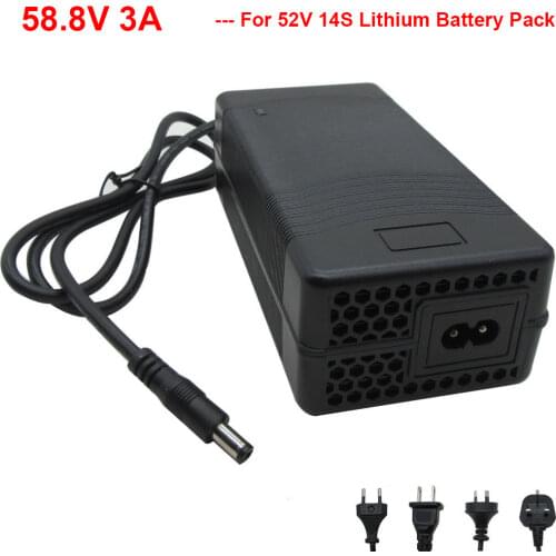 58.8V 2A Lithium charger GX16 M16 12mm connector 58.8V2A Used for 51.8V 52V 14Series electric bike battery pack with fan