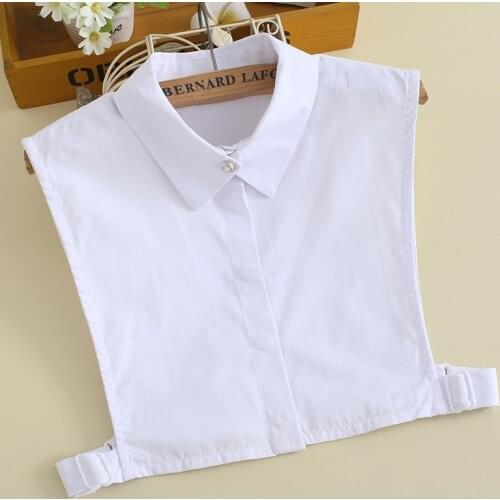 Women Cotton Solid Fake Collar Shirt False Collar Female Detachable Collar Blouse Top Removable Half Shirt Neckwear Faux Col Tie