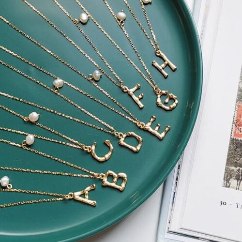 Silvology 925 Sterling Silver Natural Pearl Letter Pendant Necklace for Women Simple Elegant 54CM Long Necklace Festival Jewelry