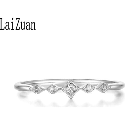 LaiZuan Moissanite Ring Real 14k White Gold Jewelry VVS/DEF Color Test Positive Moissanite Diamond Engagement Wedding Ring Women